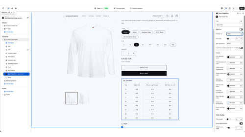 Size Chart Pro - Template block