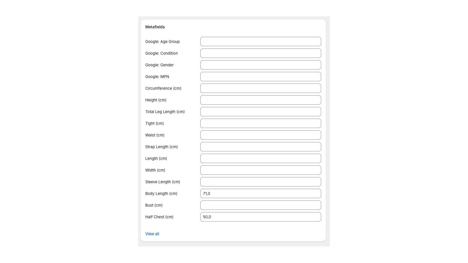 Product variant page